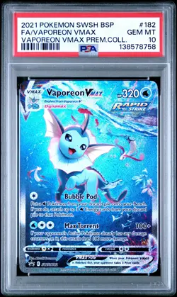 2021 POKEMON SWSH BLACK STAR PROMO #182 FULL ART/VAPOREON VMAX PSA 10 - Image 1