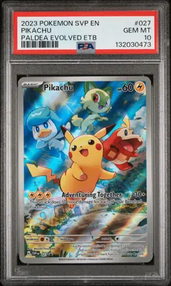2023 POKEMON SVP EN-SV BLACK STAR PROMO #027 PIKACHU PSA 10 - Image 1