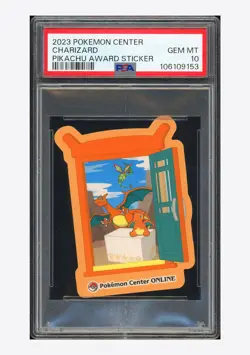 Pokemon PSA 10 Charizard 2023 Pokemon Center Pikachu Award Sticker Japanese - Image 1