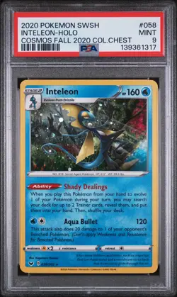 2020 POKEMON SWORD & SHIELD COSMOS FALL 2020 COLLECTOR CHEST INTELEON-HOLO PSA 9 - Image 1