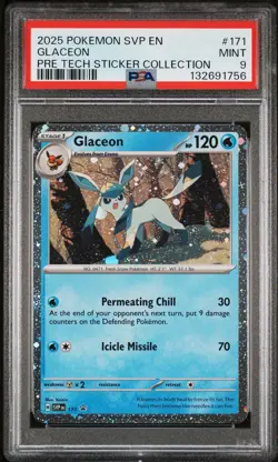 2025 POKEMON SVP PROMO PRISMATIC EVOLUTIONS STCKER COLLECTION #171 GLACEON PSA 9 - Image 1