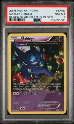 2015 POKEMON XY BLACK STAR PROMOS #XY92 SABLEYE-HOLO PSA 8 - Image 1