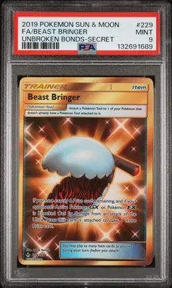 2019 POKEMON SUN & MOON UNBROKEN BONDS SECRET #229 FULL ART/BEAST BRINGER PSA 9 - Image 1