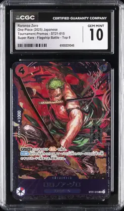 2025 ONE PIECE JAPANESE TOURNAMENT FLAGSHIP BATTLE TOP 8 RORONOA ZORO CGC 10 - Image 1