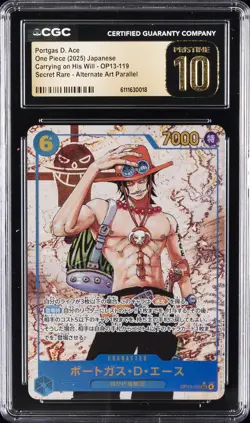 2025 ONE PIECE JPN CARRYING ON HIS WILL #OP13-119 PORTGAS D. ACE CGC 10 PRISTINE - Image 1