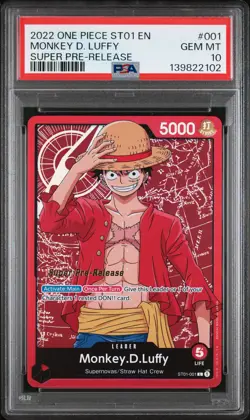 2022 ONE PIECE STARTER DECK ST01-STRAW HAT CREW #001 MONKEY D. LUFFY PSA 10 - Image 1