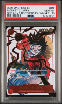 2025 ONE PIECE 3RD ANV TOURNAMENT 3 BROTHERS PACK WINNER MONKEY D. LUFFY PSA 10 - Image 1