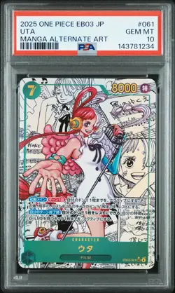 2025 ONE PIECE JPN EB03-ONE PIECE HEROINES EDITION MANGA ALT ART #061 UTA PSA 10 - Image 1
