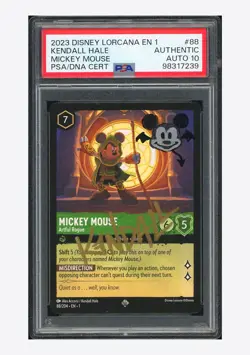 Disney Lorcana PSA AUTH AUTO 10 Mickey Mouse Kendall Hale 2023 88/204 EN1 ENG - Image 1