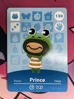 Prince #130 Animal Crossing Amiibo Card Authentic Series 2 MINT NEVER SCANNED - Image 1