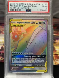 Pokemon Magikarp & Wailord GX Secret Holo Card 183/181 Sm-Team Up PSA 9 Rainbow - Image 1