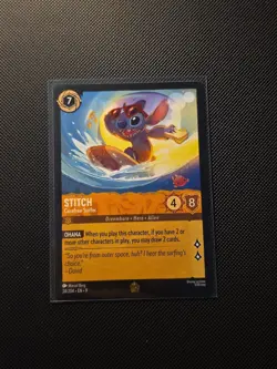 Disney Lorcana TCG Fabled Stitch Carefree Surfer Legendary Foil Card 24/204 - Image 1