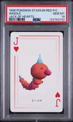 1998 POKEMON STADIUM RED VERSION PLAYING CARDS JACK OF HEARTS WEEDLE PSA 10 - Image 1