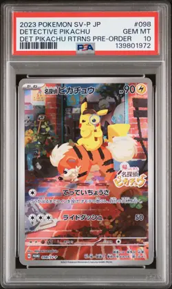 2023 POKEMON JAPANESE SV-P PROMO #098 DETECTIVE PIKACHU PSA 10 - Image 1