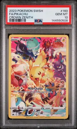 2023 POKEMON SWORD & SHIELD CROWN ZENITH #160 FULL ART/PIKACHU PSA 10 - Image 1