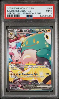 2025 POKEMON JTG SPECIAL ILLUSTRATION RARE #183 IONO'S BELLIBOLT EX PSA 9 - Image 1