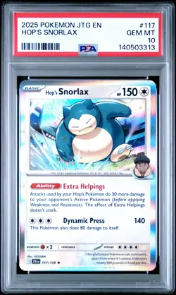 2025 POKEMON JTG EN-JOURNEY TOGETHER #117 HOP'S SNORLAX PSA 10 - Image 1