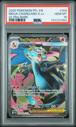 2025 POKEMON PFL EN-PHANTASMAL FLAMES ULTRA RARE #109 MEGA CHARIZARD X EX PSA 10 - Image 1