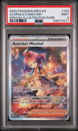 2025 POKEMON MEGA EVOLUTION SPECIAL ILLUSTRATION RARE ACEROLA'S MISCHIEF PSA 9 - Image 1