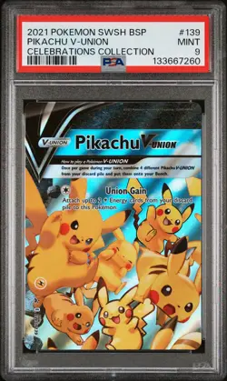 2021 POKEMON SWSH PROMO CELEBRATIONS COLLECTION #139 PIKACHU V-UNION PSA 9 - Image 1