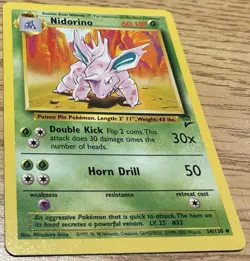Pokemon TCG Vintage WOTC Base Set 2 Unlimited Nidorino 54/130 Uncommon - Image 1