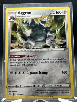 2020 Pokemon TCG Aggron Darkness Ablaze 123/189 Holo Rare - Image 1