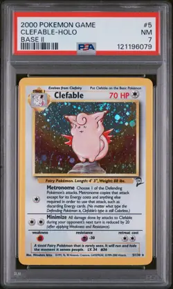 2000 POKEMON BASE SET 2 #5 CLEFABLE-HOLO PSA 7 - Image 1