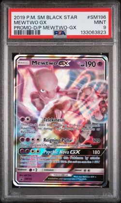 2019 POKEMON SM BLACK STAR PROMO DETECTIVE PIKACHU MEWTWO-GX MEWTWO GX PSA 9 - Image 1