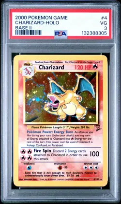 2000 POKEMON BASE SET 2 #4 CHARIZARD-HOLO PSA 3 - Image 1