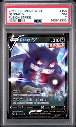 2021 POKEMON SWORD & SHIELD FUSION STRIKE #156 GENGAR V PSA 7 - Image 1