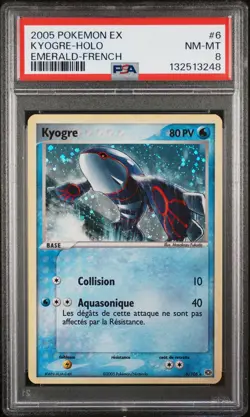2005 POKEMON EX EMERALD FRENCH #6 KYOGRE-HOLO PSA 8 - Image 1