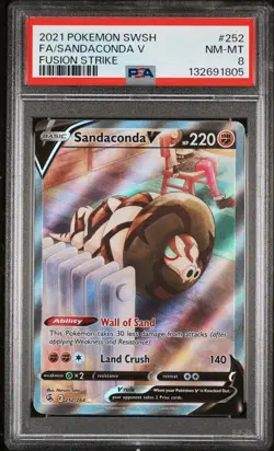 2021 POKEMON SWORD & SHIELD FUSION STRIKE #252 FULL ART/SANDACONDA V PSA 8 - Image 1
