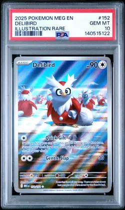 2025 POKEMON MEG EN-MEGA EVOLUTION ILLUSTRATION RARE #152 DELIBIRD PSA 10 - Image 1