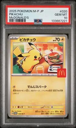 2025 POKEMON JAPANESE M-P PROMO MCDONALD'S #020 PIKACHU PSA 10 - Image 1