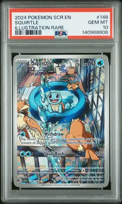 2024 POKEMON SCR EN-STELLAR CROWN ILLUSTRATION RARE #148 SQUIRTLE PSA 10 - Image 1