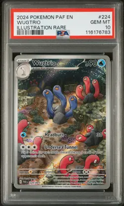 Wugtrio PSA 10 Paldean Fates Illustration Rare #224 Pokemon 2024 PAF EN - Image 1