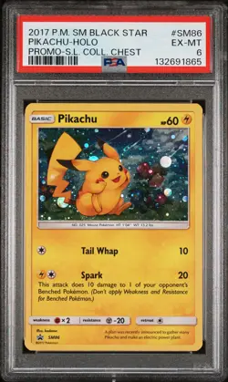 2017 POKEMON SM SHINING LEGENDS COLLECTOR CHEST #SM86 PIKACHU-HOLO PSA 6 - Image 1