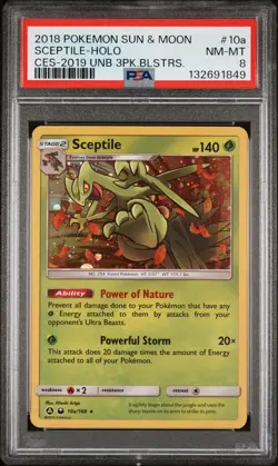2018 POKEMON SUN & MOON CELESTIAL STORM #10A SCEPTILE-HOLO PSA 8 - Image 1