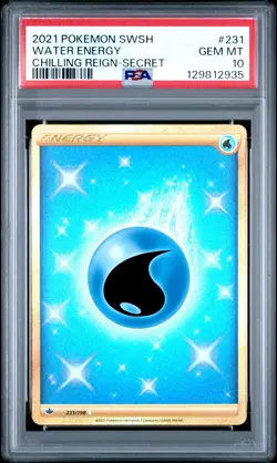 2021 POKEMON SWORD & SHIELD CHILLING REIGN SECRET #231 WATER ENERGY PSA 10 - Image 1