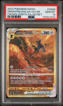 2023 POKEMON SWSH CROWN ZENITH #GG68 FULL ART/ORIGIN FORME DIALGA VSTAR PSA 10 - Image 1