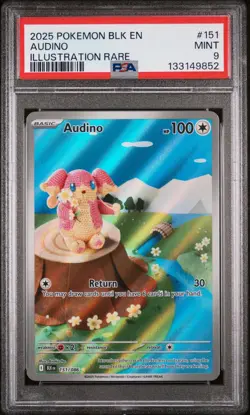 2025 POKEMON BLK EN-BLACK BOLT ILLUSTRATION RARE #151 AUDINO PSA 9 - Image 1
