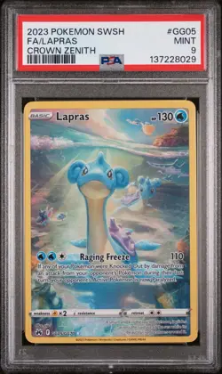 2023 POKEMON SWORD & SHIELD CROWN ZENITH #GG05 FULL ART/LAPRAS PSA 9 - Image 1