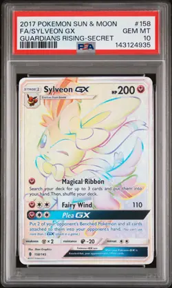 2017 POKEMON SUN & MOON GUARDIANS RISING SECRET #158 FULL ART/SYLVEON GX PSA 10 - Image 1