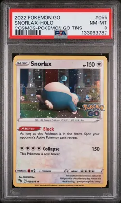 2022 POKEMON GO COSMOS-POKEMON GO TINS #055 SNORLAX-HOLO PSA 8 - Image 1