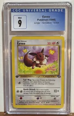 Pokemon Eevee 1st Edition 51/64 CGC 9 1999 WOTC Jungle - Image 1