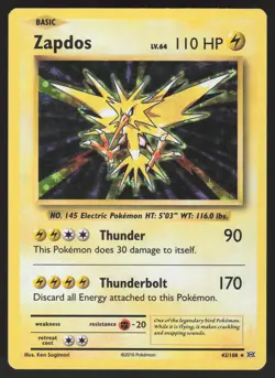 Zapdos 42/108 Holo Rare Pokemon TCG XY Evolutions MP - Image 1