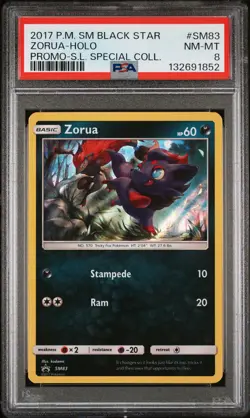 2017 POKEMON SM PROMO SHINING LEGENDS SPECIAL COLLECTION ZORUA-HOLO PSA 8 - Image 1