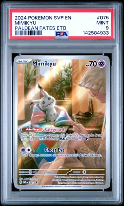 2024 POKEMON SVP EN-SV PALDEAN FATES ETB PROMO #075 MIMIKYU PSA 9 - Image 1