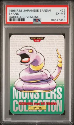 1996 POKEMON JAPANESE BANDAI CARDDASS VENDING #23 EKANS PSA 6 - Image 1