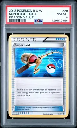 2012 POKEMON B&W DRAGON VAULT #20 SUPER ROD-HOLO PSA 8 - Image 1